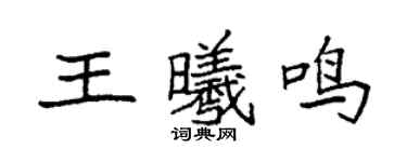 袁強王曦鳴楷書個性簽名怎么寫