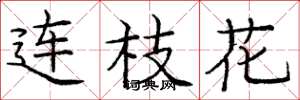 龐中華連枝花楷書怎么寫