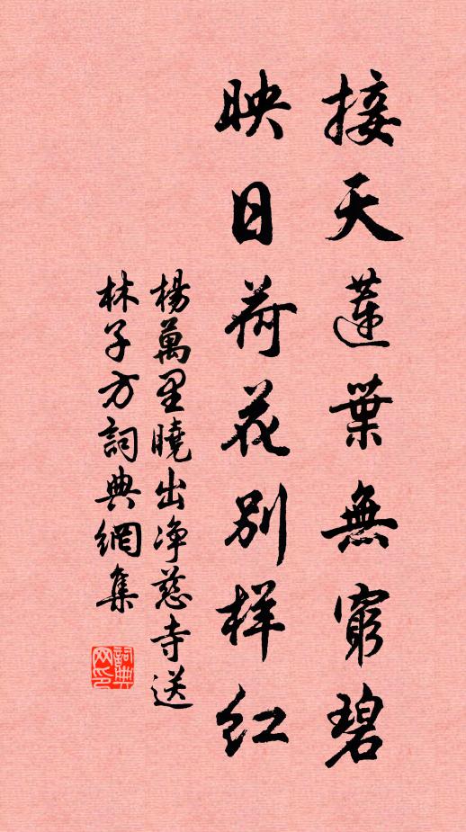 楊萬里接天蓮葉無窮碧,映日荷花別樣紅。書法作品欣賞