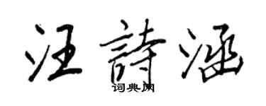 王正良汪詩涵行書個性簽名怎么寫