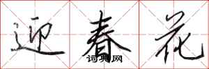 田英章迎春花行書怎么寫
