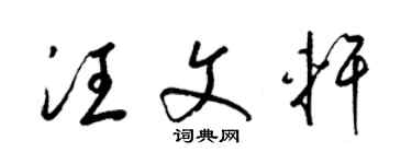 梁錦英汪文軒草書個性簽名怎么寫