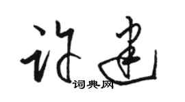 駱恆光許建草書個性簽名怎么寫