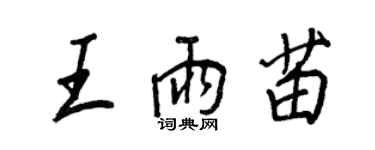 王正良王雨苗行書個性簽名怎么寫