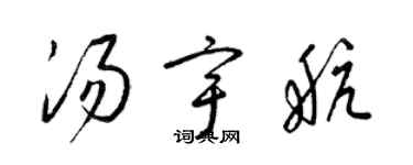 梁錦英湯宇航草書個性簽名怎么寫