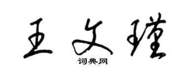 梁錦英王文瑾草書個性簽名怎么寫