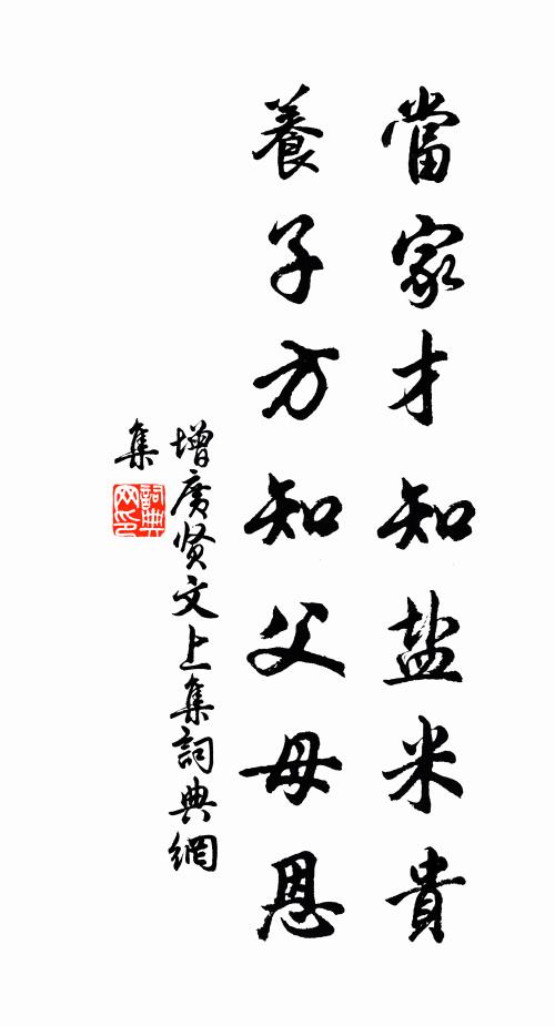 佚名當家才知鹽米貴,養子方知父母恩。書法作品欣賞