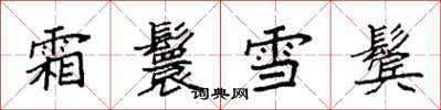 袁強霜鬟雪鬢楷書怎么寫