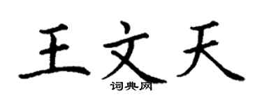 丁謙王文天楷書個性簽名怎么寫