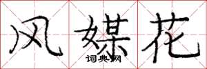 龐中華風媒花楷書怎么寫