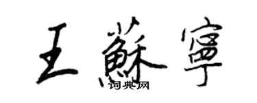 王正良王蘇寧行書個性簽名怎么寫