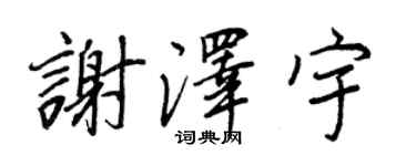 王正良謝澤宇行書個性簽名怎么寫