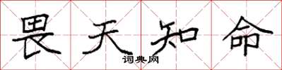 袁強畏天知命楷書怎么寫