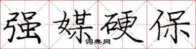 龐中華強媒硬保楷書怎么寫