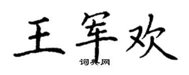 丁謙王軍歡楷書個性簽名怎么寫