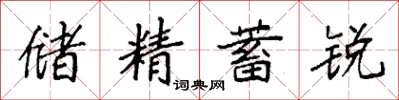 袁強儲精蓄銳楷書怎么寫