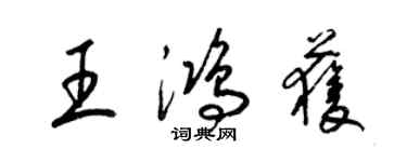 梁錦英王鴻獲草書個性簽名怎么寫