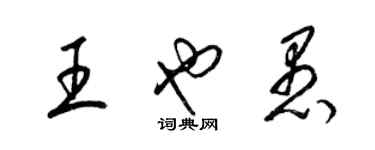 梁錦英王也愚草書個性簽名怎么寫