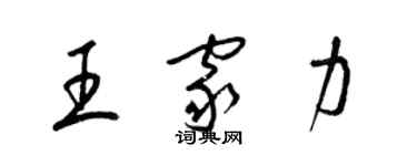 梁錦英王家力草書個性簽名怎么寫