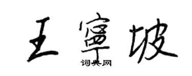 王正良王寧坡行書個性簽名怎么寫