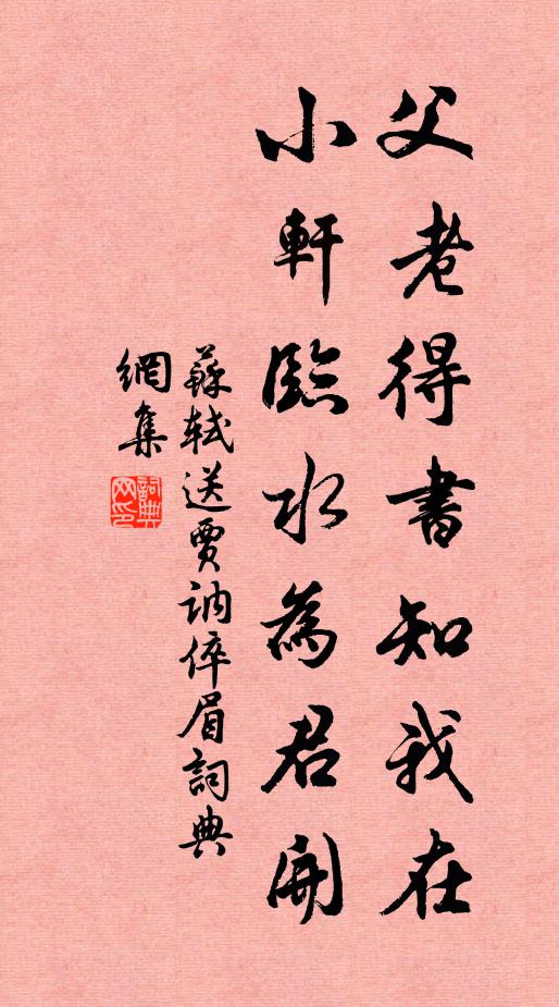 蘇軾父老得書知我在,小軒臨水為君開。書法作品欣賞