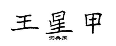 袁強王星甲楷書個性簽名怎么寫