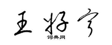 梁錦英王好寧草書個性簽名怎么寫