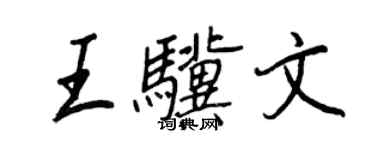 王正良王驥文行書個性簽名怎么寫