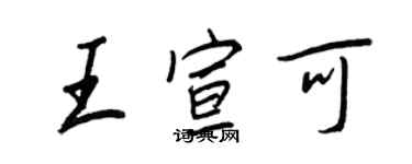 王正良王宣可行書個性簽名怎么寫