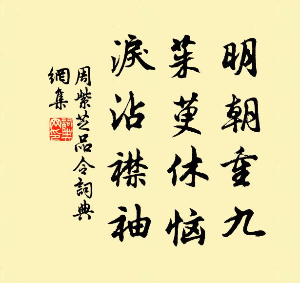 周紫芝明朝重九,茱萸休惱,淚沾襟袖書法作品欣賞