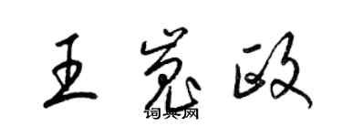 梁錦英王嵬政草書個性簽名怎么寫