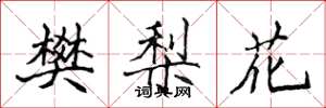 侯登峰樊梨花楷書怎么寫