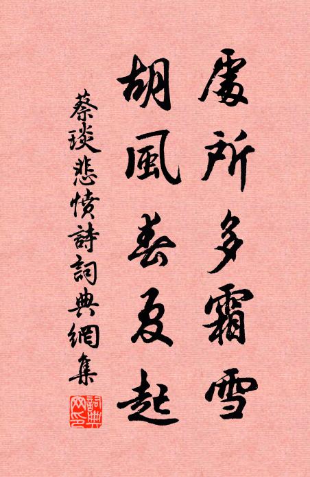 蔡琰處所多霜雪,胡風春夏起。書法作品欣賞