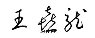 梁錦英王喜龍草書個性簽名怎么寫