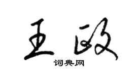 梁錦英王政草書個性簽名怎么寫