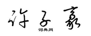 梁錦英許子豪草書個性簽名怎么寫