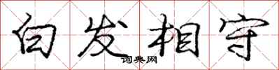 龐中華白髮相守行書怎么寫