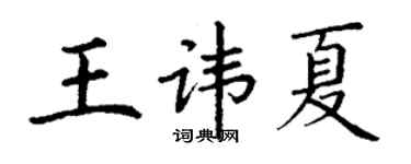 丁謙王諱夏楷書個性簽名怎么寫