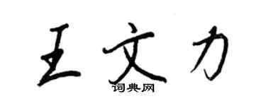 王正良王文力行書個性簽名怎么寫