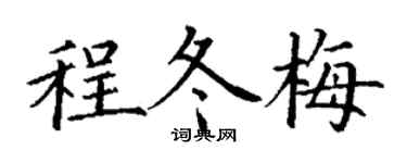 丁謙程冬梅楷書個性簽名怎么寫