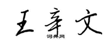 王正良王辛文行書個性簽名怎么寫