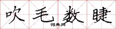 袁強吹毛數睫楷書怎么寫