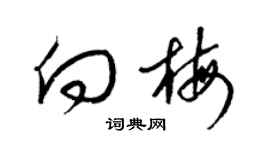 梁錦英向梅草書個性簽名怎么寫