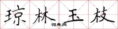 侯登峰瓊林玉枝楷書怎么寫