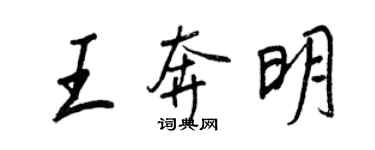 王正良王奔明行書個性簽名怎么寫