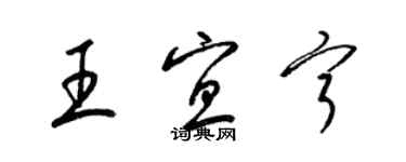 梁錦英王宜寧草書個性簽名怎么寫