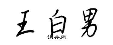 王正良王白男行書個性簽名怎么寫