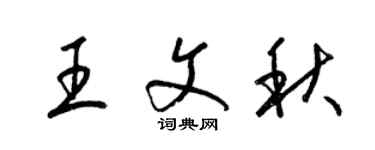 梁錦英王文秋草書個性簽名怎么寫