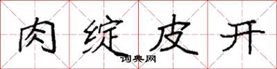 袁強肉綻皮開楷書怎么寫