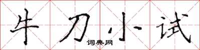侯登峰牛刀小試楷書怎么寫